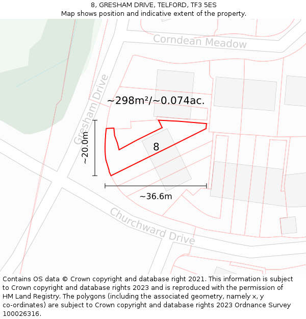8, GRESHAM DRIVE, TELFORD, TF3 5ES: Plot and title map