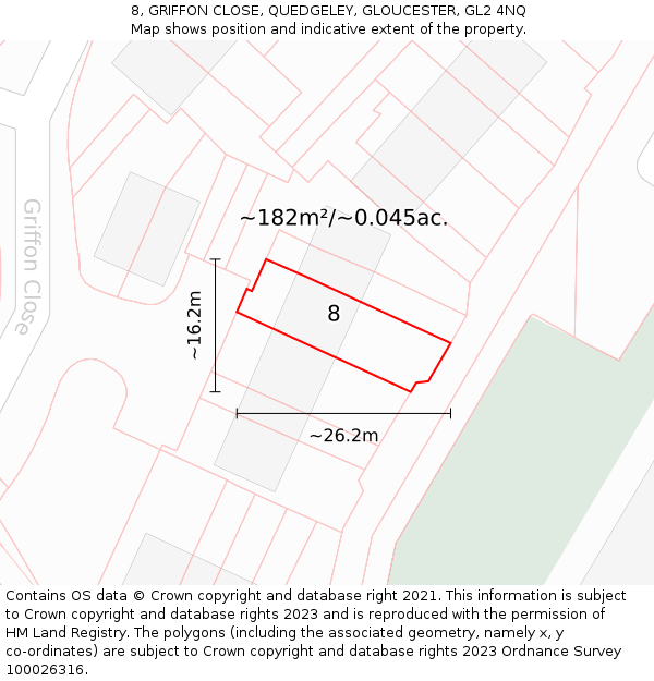 8, GRIFFON CLOSE, QUEDGELEY, GLOUCESTER, GL2 4NQ: Plot and title map