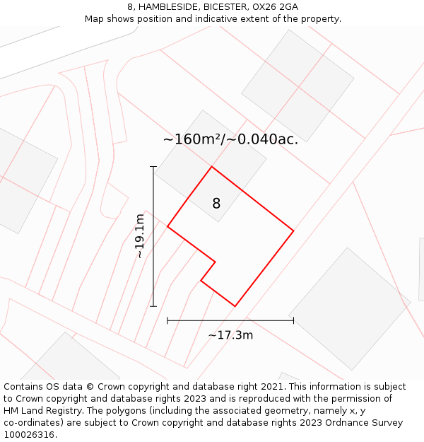 8, HAMBLESIDE, BICESTER, OX26 2GA: Plot and title map