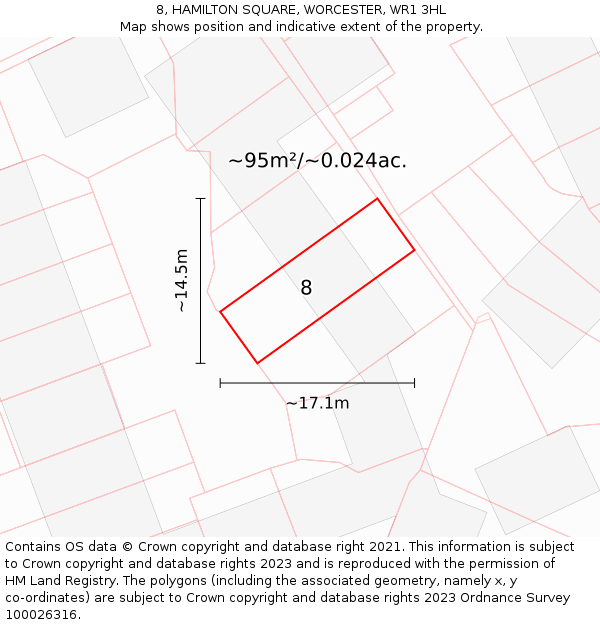 8, HAMILTON SQUARE, WORCESTER, WR1 3HL: Plot and title map