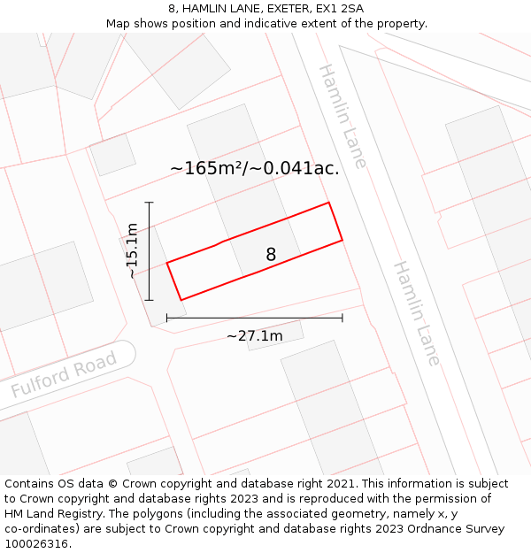8, HAMLIN LANE, EXETER, EX1 2SA: Plot and title map
