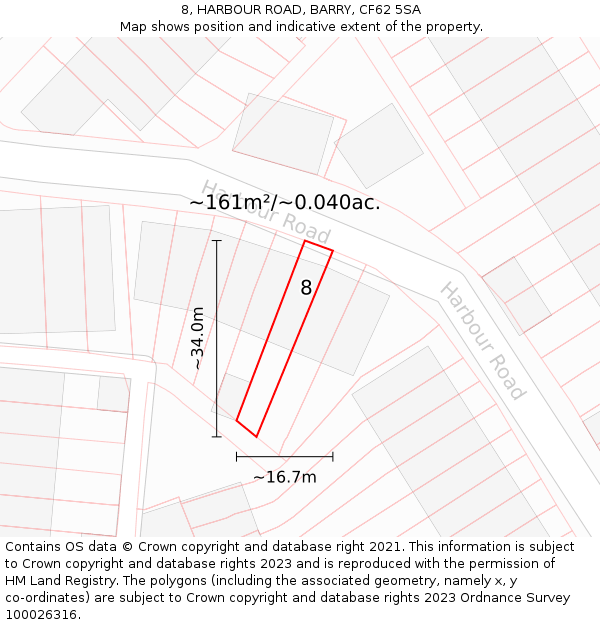 8, HARBOUR ROAD, BARRY, CF62 5SA: Plot and title map
