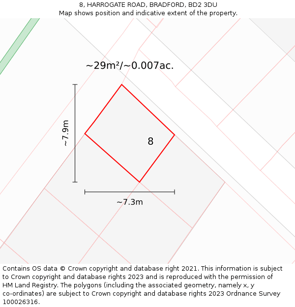 8, HARROGATE ROAD, BRADFORD, BD2 3DU: Plot and title map