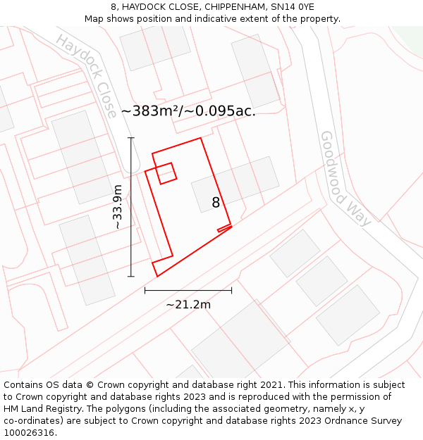 8, HAYDOCK CLOSE, CHIPPENHAM, SN14 0YE: Plot and title map
