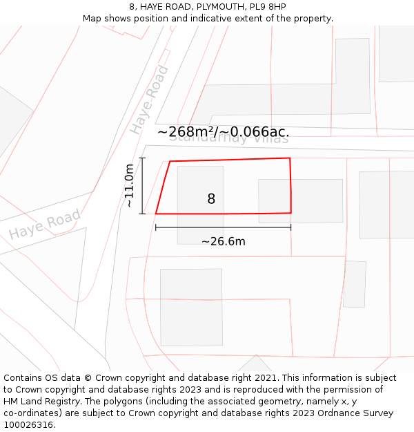 8, HAYE ROAD, PLYMOUTH, PL9 8HP: Plot and title map