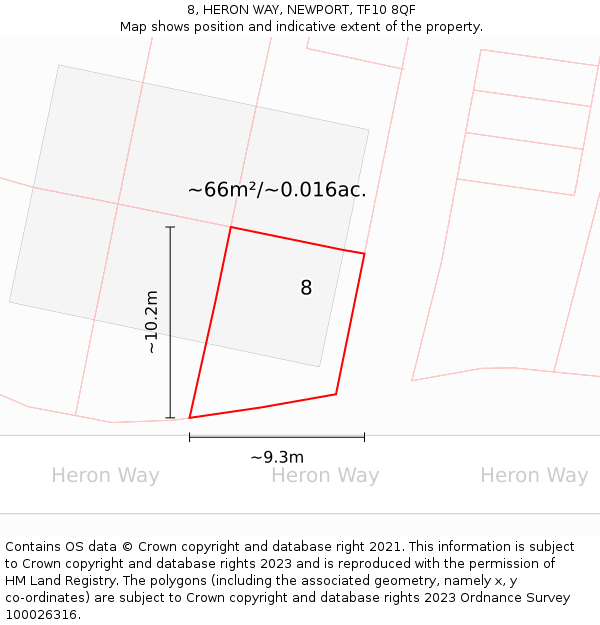 8, HERON WAY, NEWPORT, TF10 8QF: Plot and title map