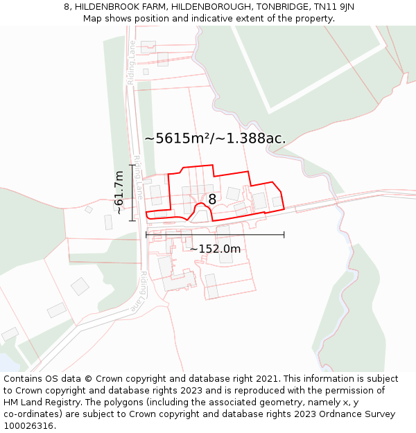 8, HILDENBROOK FARM, HILDENBOROUGH, TONBRIDGE, TN11 9JN: Plot and title map
