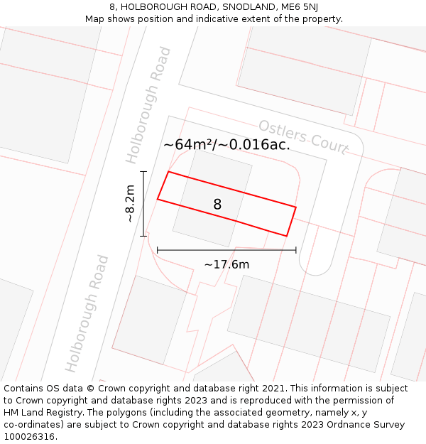 8, HOLBOROUGH ROAD, SNODLAND, ME6 5NJ: Plot and title map