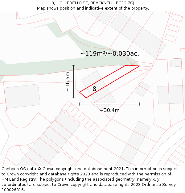 8, HOLLERITH RISE, BRACKNELL, RG12 7GJ: Plot and title map