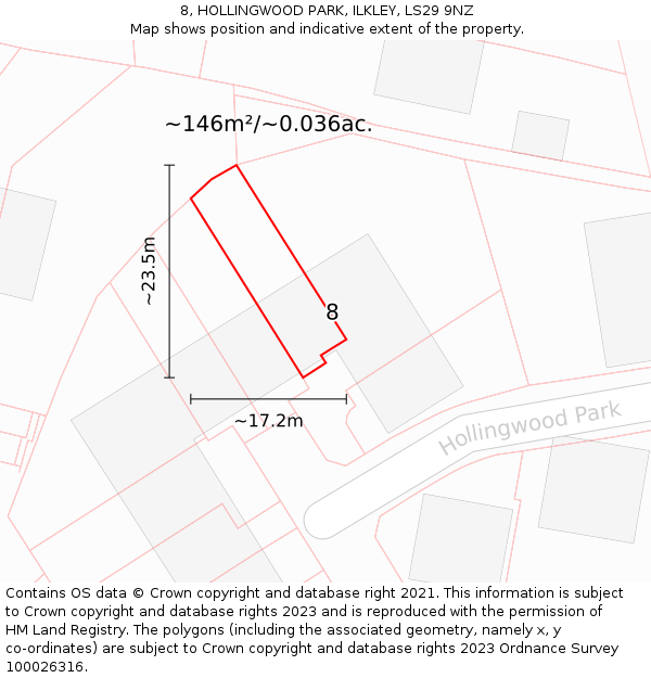 8, HOLLINGWOOD PARK, ILKLEY, LS29 9NZ: Plot and title map