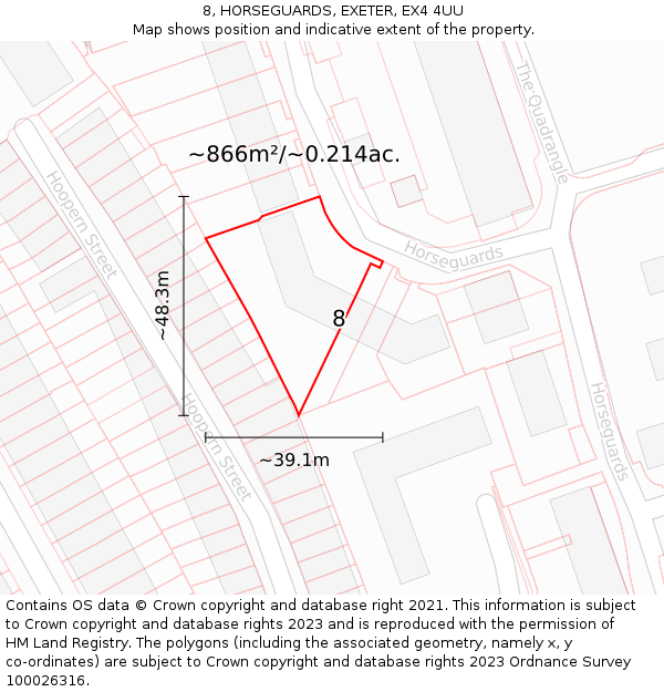 8, HORSEGUARDS, EXETER, EX4 4UU: Plot and title map