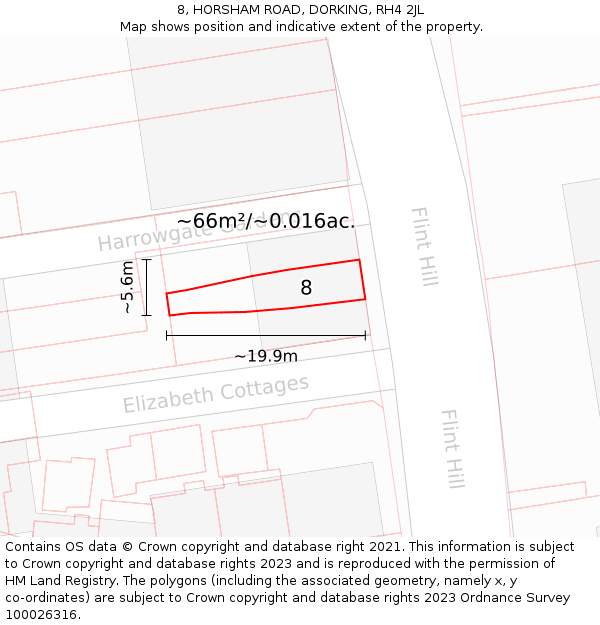 8, HORSHAM ROAD, DORKING, RH4 2JL: Plot and title map