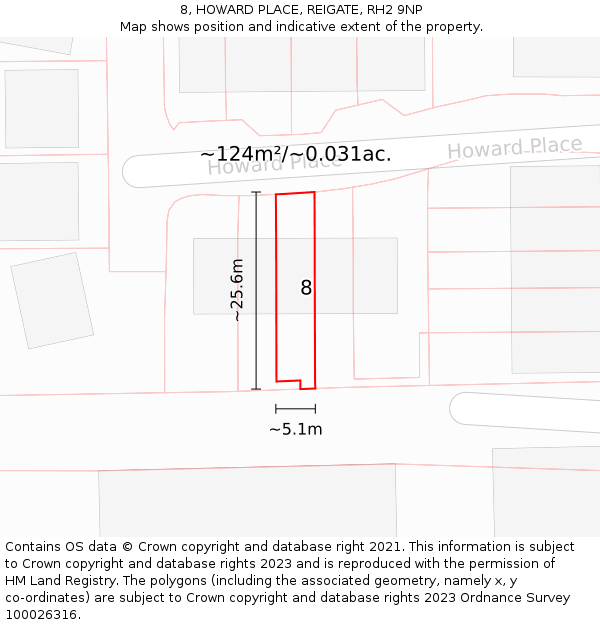 8, HOWARD PLACE, REIGATE, RH2 9NP: Plot and title map