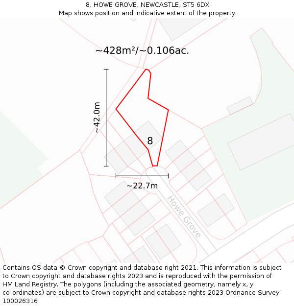 8, HOWE GROVE, NEWCASTLE, ST5 6DX: Plot and title map