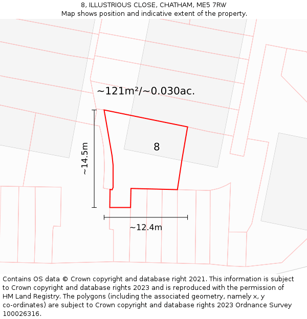 8, ILLUSTRIOUS CLOSE, CHATHAM, ME5 7RW: Plot and title map
