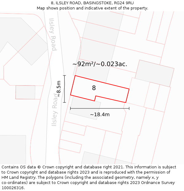 8, ILSLEY ROAD, BASINGSTOKE, RG24 9RU: Plot and title map