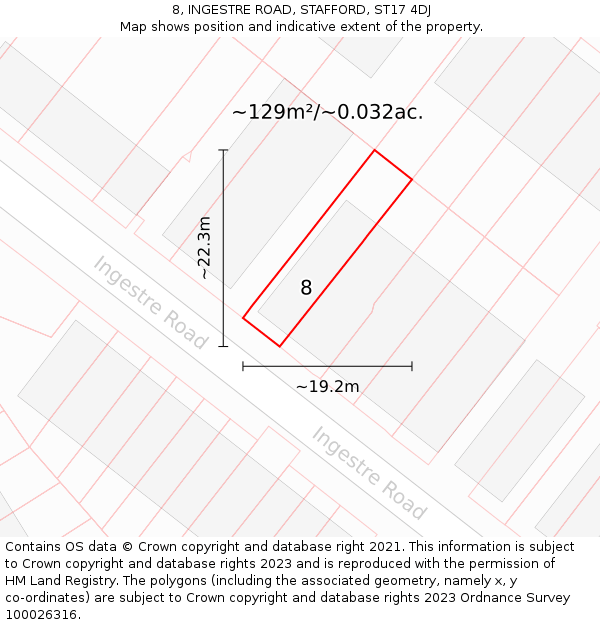 8, INGESTRE ROAD, STAFFORD, ST17 4DJ: Plot and title map