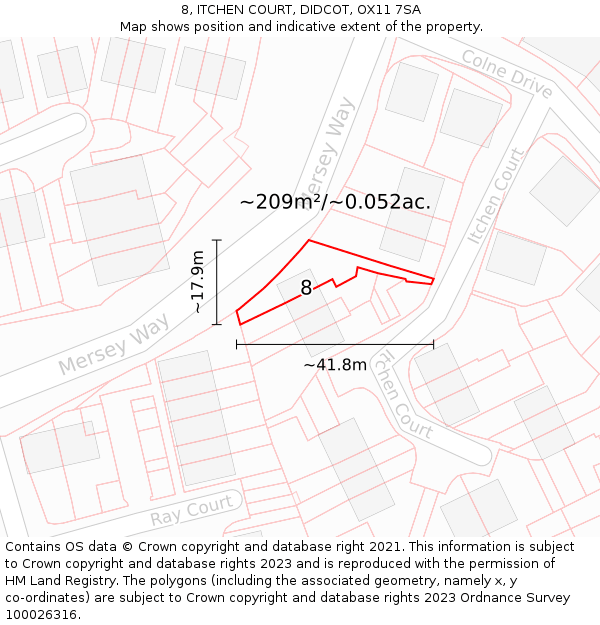 8, ITCHEN COURT, DIDCOT, OX11 7SA: Plot and title map
