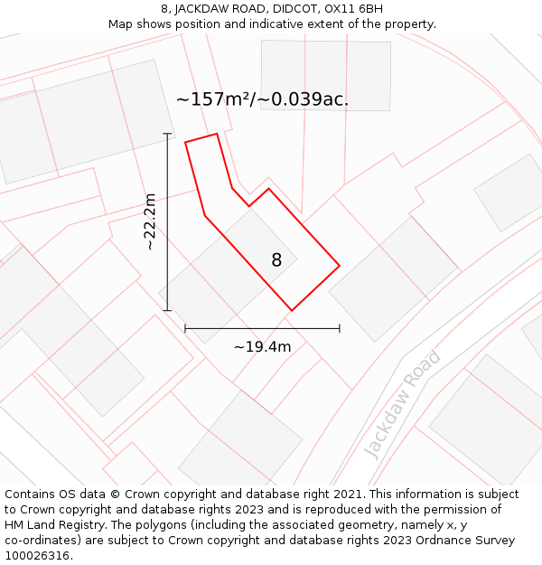 8, JACKDAW ROAD, DIDCOT, OX11 6BH: Plot and title map