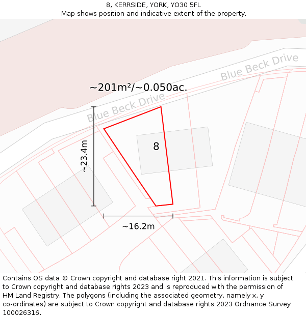 8, KERRSIDE, YORK, YO30 5FL: Plot and title map