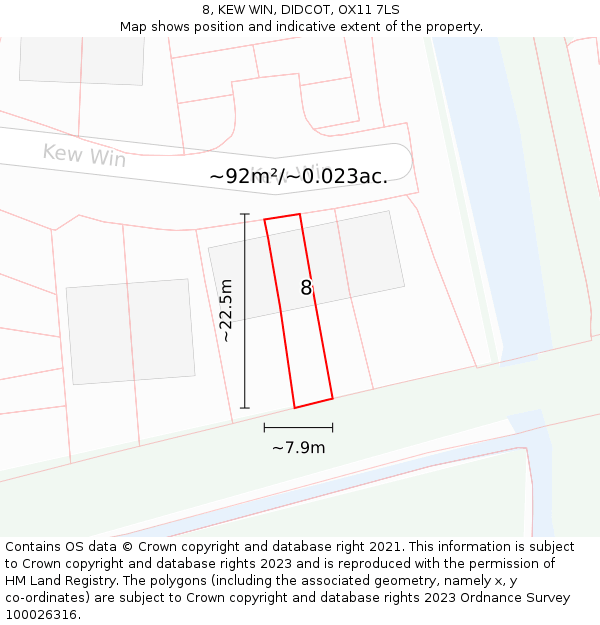 8, KEW WIN, DIDCOT, OX11 7LS: Plot and title map