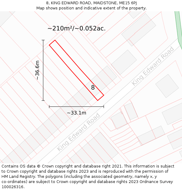8, KING EDWARD ROAD, MAIDSTONE, ME15 6PJ: Plot and title map