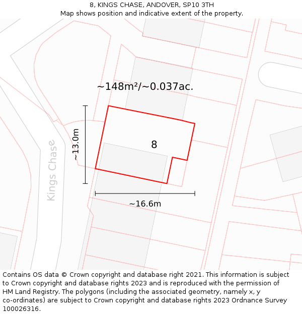8, KINGS CHASE, ANDOVER, SP10 3TH: Plot and title map
