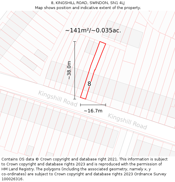 8, KINGSHILL ROAD, SWINDON, SN1 4LJ: Plot and title map