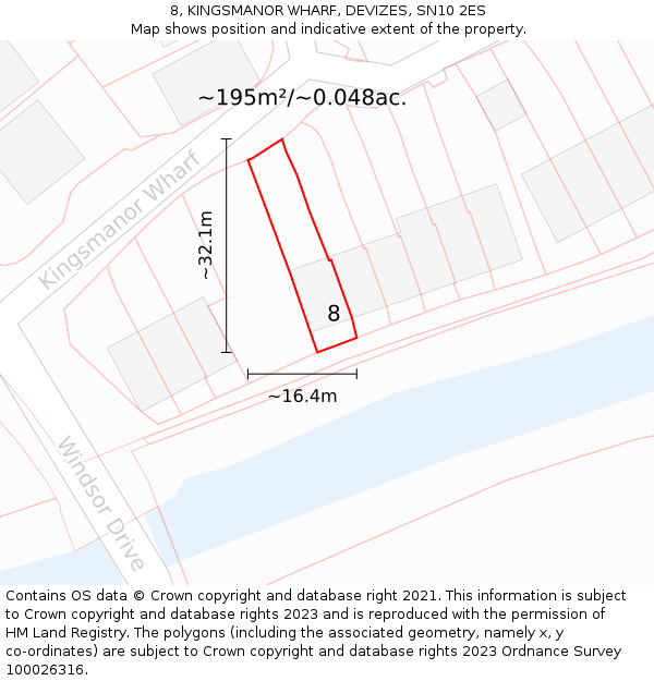 8, KINGSMANOR WHARF, DEVIZES, SN10 2ES: Plot and title map