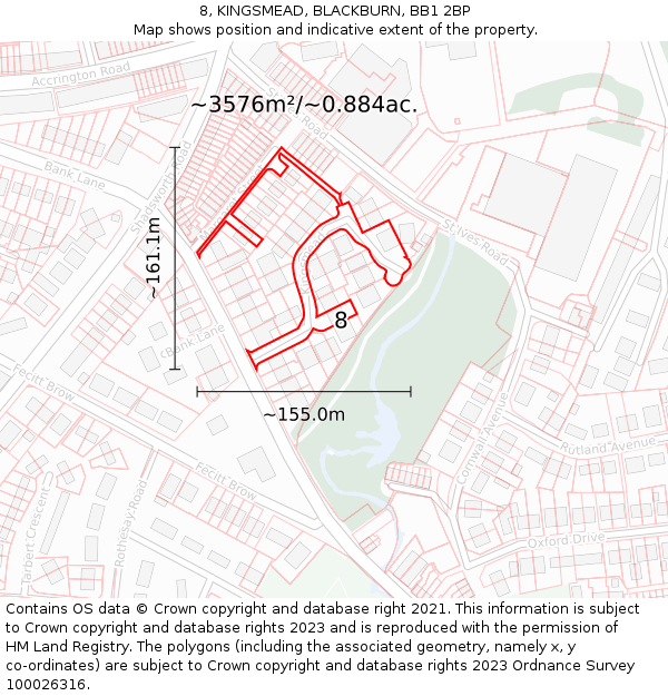 8, KINGSMEAD, BLACKBURN, BB1 2BP: Plot and title map