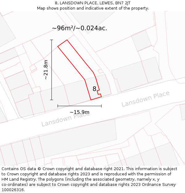 8, LANSDOWN PLACE, LEWES, BN7 2JT: Plot and title map