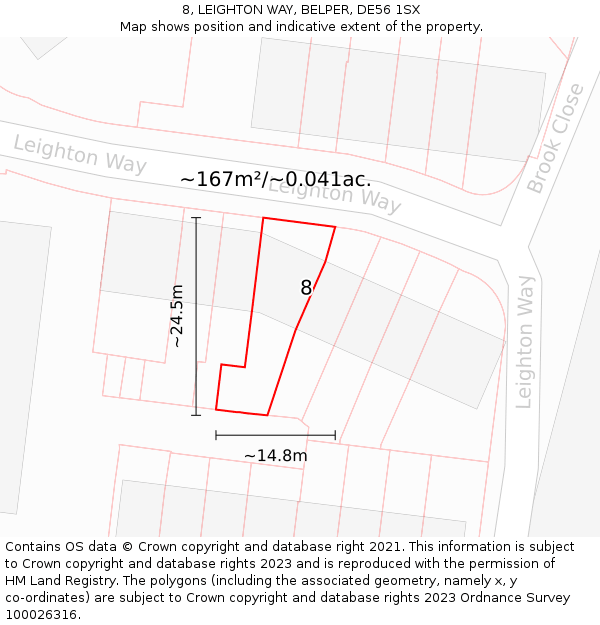 8, LEIGHTON WAY, BELPER, DE56 1SX: Plot and title map