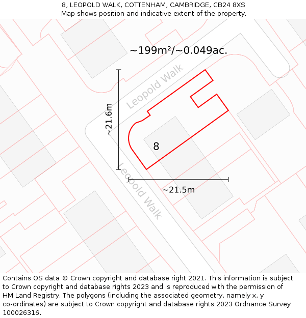 8, LEOPOLD WALK, COTTENHAM, CAMBRIDGE, CB24 8XS: Plot and title map