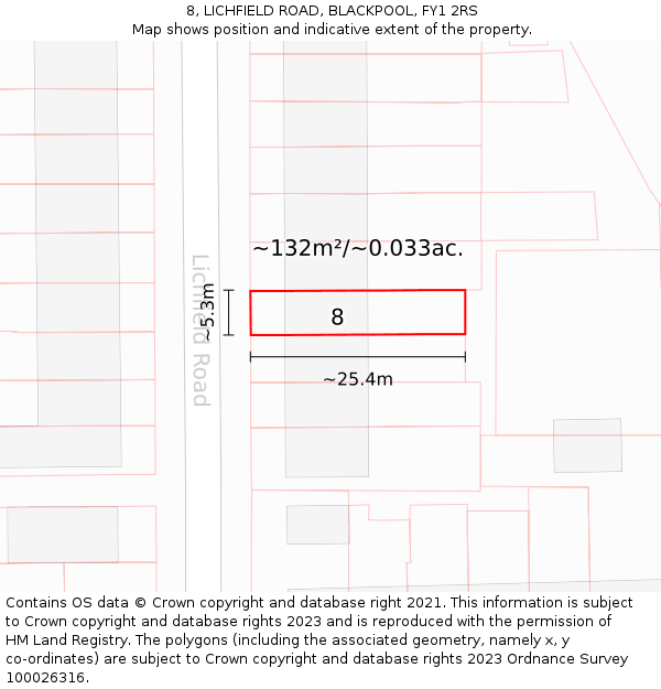 8, LICHFIELD ROAD, BLACKPOOL, FY1 2RS: Plot and title map
