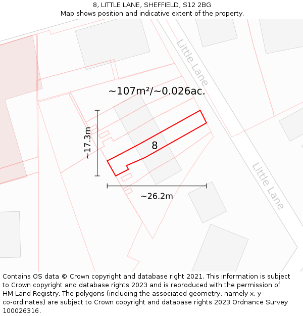 8, LITTLE LANE, SHEFFIELD, S12 2BG: Plot and title map