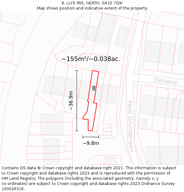 8, LLYS IRIS, NEATH, SA10 7QW: Plot and title map