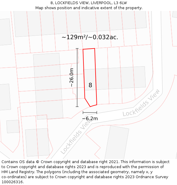 8, LOCKFIELDS VIEW, LIVERPOOL, L3 6LW: Plot and title map