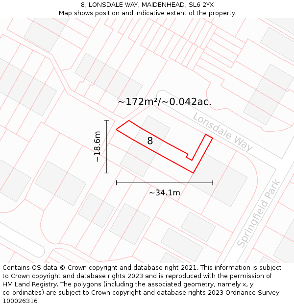 8, LONSDALE WAY, MAIDENHEAD, SL6 2YX: Plot and title map