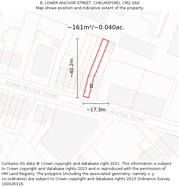 8, LOWER ANCHOR STREET, CHELMSFORD, CM2 0AS: Plot and title map