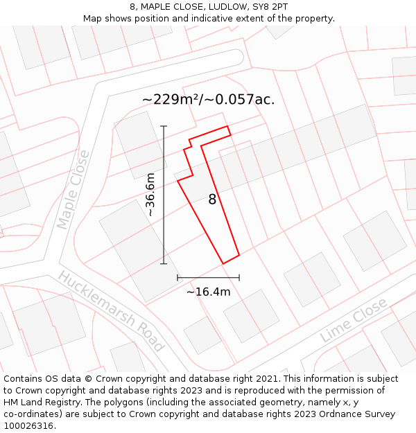 8, MAPLE CLOSE, LUDLOW, SY8 2PT: Plot and title map