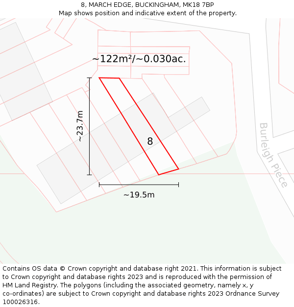 8, MARCH EDGE, BUCKINGHAM, MK18 7BP: Plot and title map