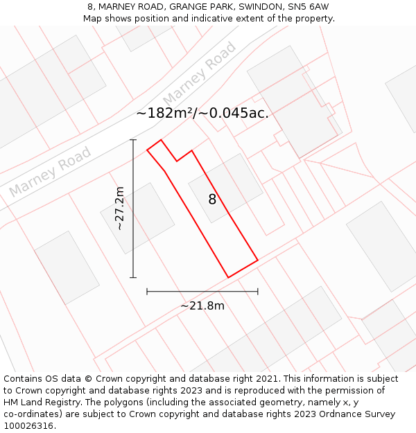 8, MARNEY ROAD, GRANGE PARK, SWINDON, SN5 6AW: Plot and title map