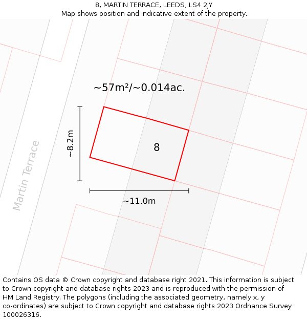 8, MARTIN TERRACE, LEEDS, LS4 2JY: Plot and title map