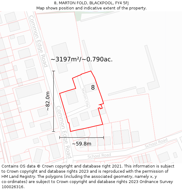 8, MARTON FOLD, BLACKPOOL, FY4 5FJ: Plot and title map