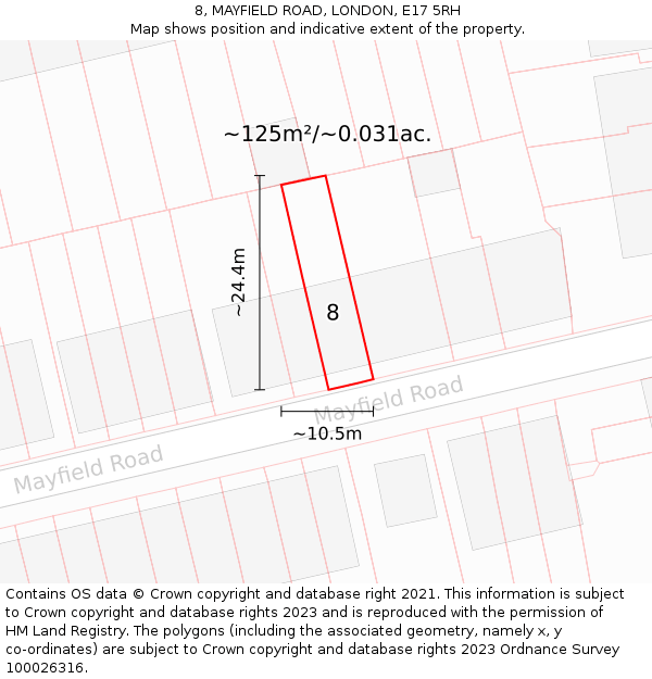 8, MAYFIELD ROAD, LONDON, E17 5RH: Plot and title map