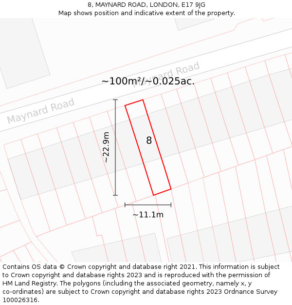 8, MAYNARD ROAD, LONDON, E17 9JG: Plot and title map
