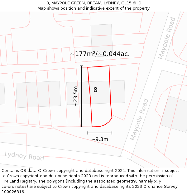 8, MAYPOLE GREEN, BREAM, LYDNEY, GL15 6HD: Plot and title map