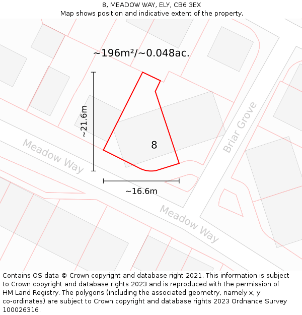 8, MEADOW WAY, ELY, CB6 3EX: Plot and title map