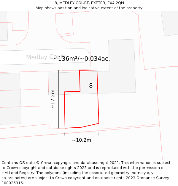 8, MEDLEY COURT, EXETER, EX4 2QN: Plot and title map