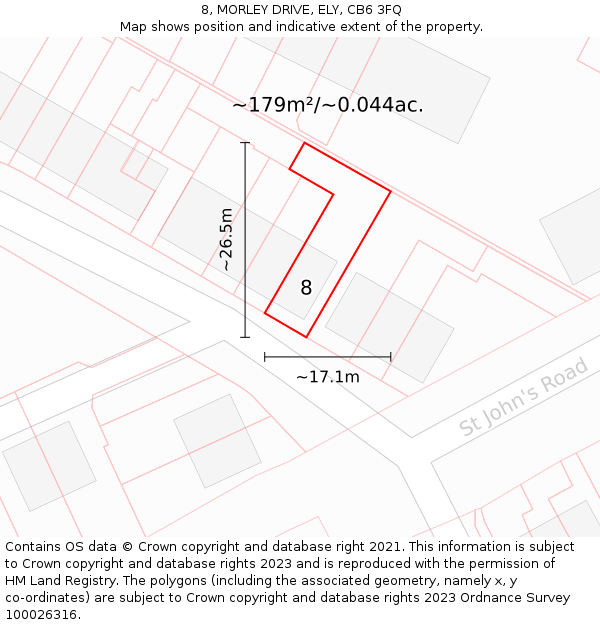 8, MORLEY DRIVE, ELY, CB6 3FQ: Plot and title map